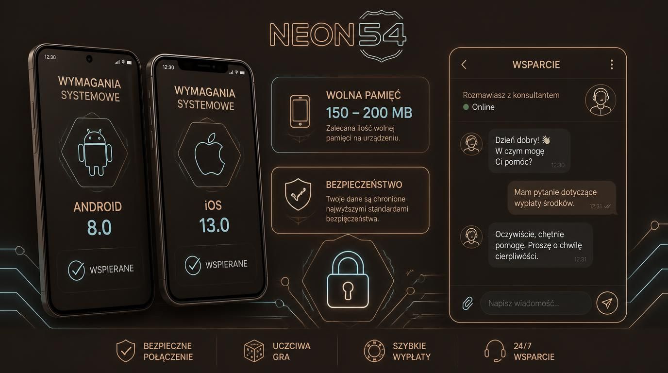 telefon android i iphone z wymaganiami systemu i pamięci, pasek wolnego miejsca, okno wsparcia, ikona bezpieczeństwa