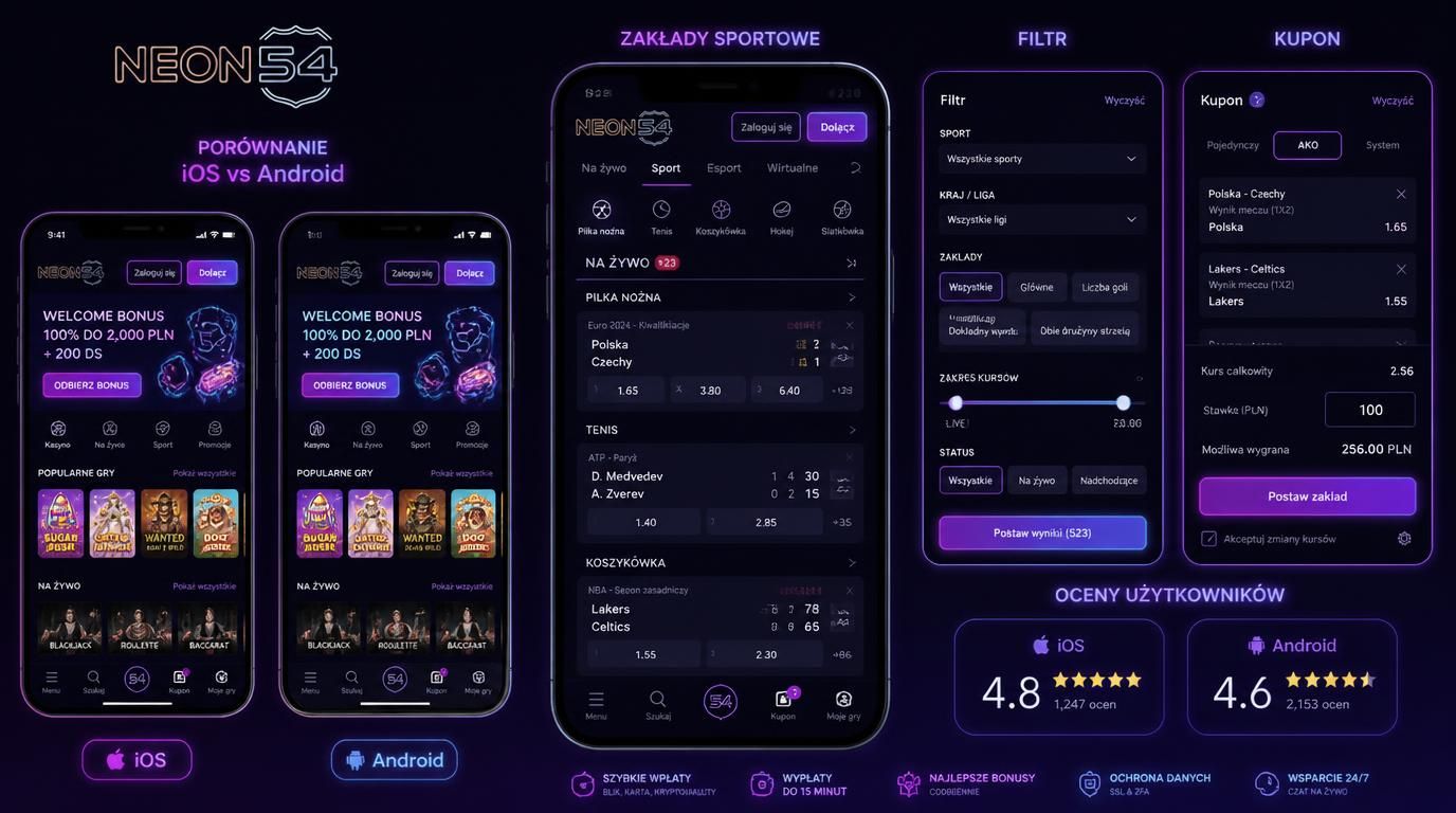 Mobilne zakłady Neon54 na iOS i Android